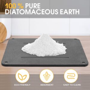 Dish Drying Rack with Diatomaceous Earth Dish Drying Mat for Kitchen Counter,15.7x11.8 inch Absorbent Non-Slip Diatomite Dish Drying Mat with Cutlery Holder（Grey）