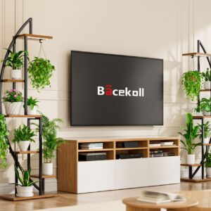 BACEKOLL Plant Stand Indoor with Grow Lights, 6 Tiered Tall Plant Shelf, 63" Metal Plant Stand for Indoor Plants Multiple, Half-Moon Plant Rack Display Shelf, 2 Pcs Plant Holder for Living Room, Patio