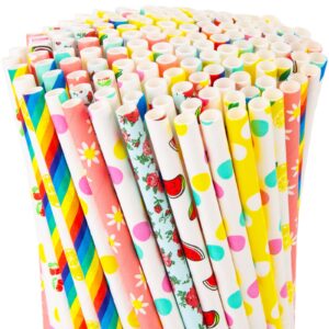 hakacc 180pcs paper straws for drinking, 9 different patterns party straws disposable drinking straws for birthday wedding holiday diy decorations