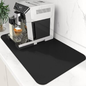 wiselife coffee mat super absorbent dish drying mat coffee bar accessories match with coffee maker coffee machine coffee pot large drying mats for kitchen counter 12" w x 19" l, black