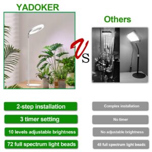 yadoker Plant Grow Light for Indoor Plant,Desk LED Grow Light,Height Adjustable,Automatic Timer with 8/12/16 Hours,10-Level Brightness,Ideal for Small Plant Grow