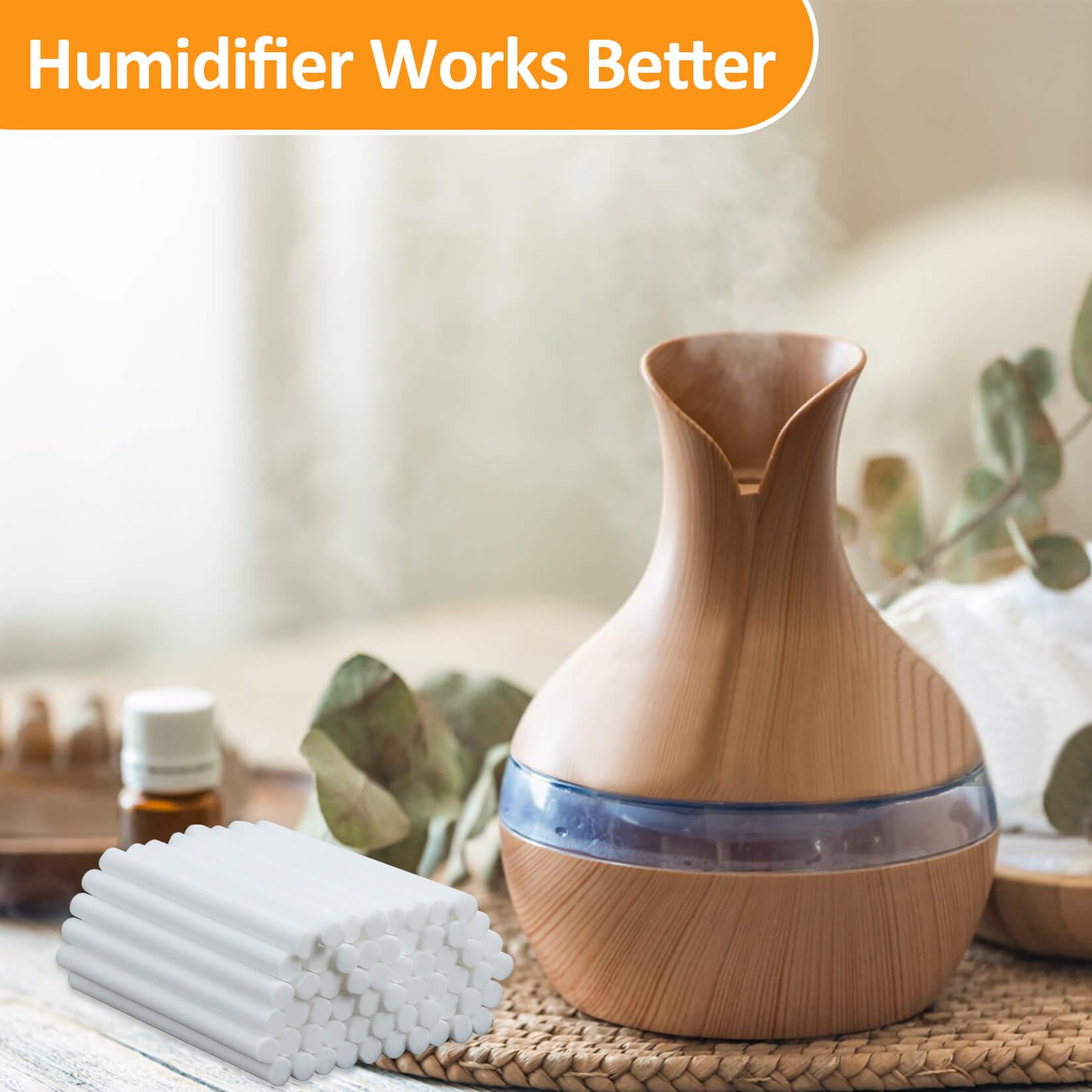 60PCS Humidifier Stick Filter Refill - Mini Humidifier Filter Sticks Air Diffuser Pure Wicks Refill Cotton Filter Sticks Replacement Wicks for Small Portable Humidifier Diffuser in Office Bedroom Home