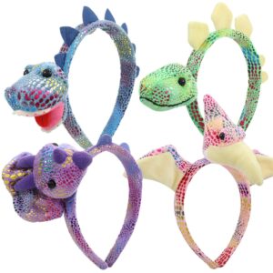 fr.tooc cute headbandhair dinosaur hair hoop plush party headpiece hair hoop hair band party cosplay costume props 4pcs 3d cartoon hair decoration