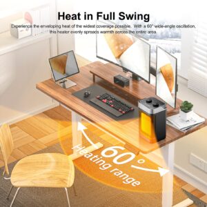 Space Heater Indoor, 1500W Portable Heater, 60°Oscillating Electric Heater for Bedroom Office Indoor Use (Black)