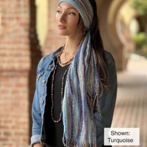 Humble Hilo Multi-Colored Scarf/Shawl for Women Lightweight Head or Neck Scarf (Turquoise (F23))