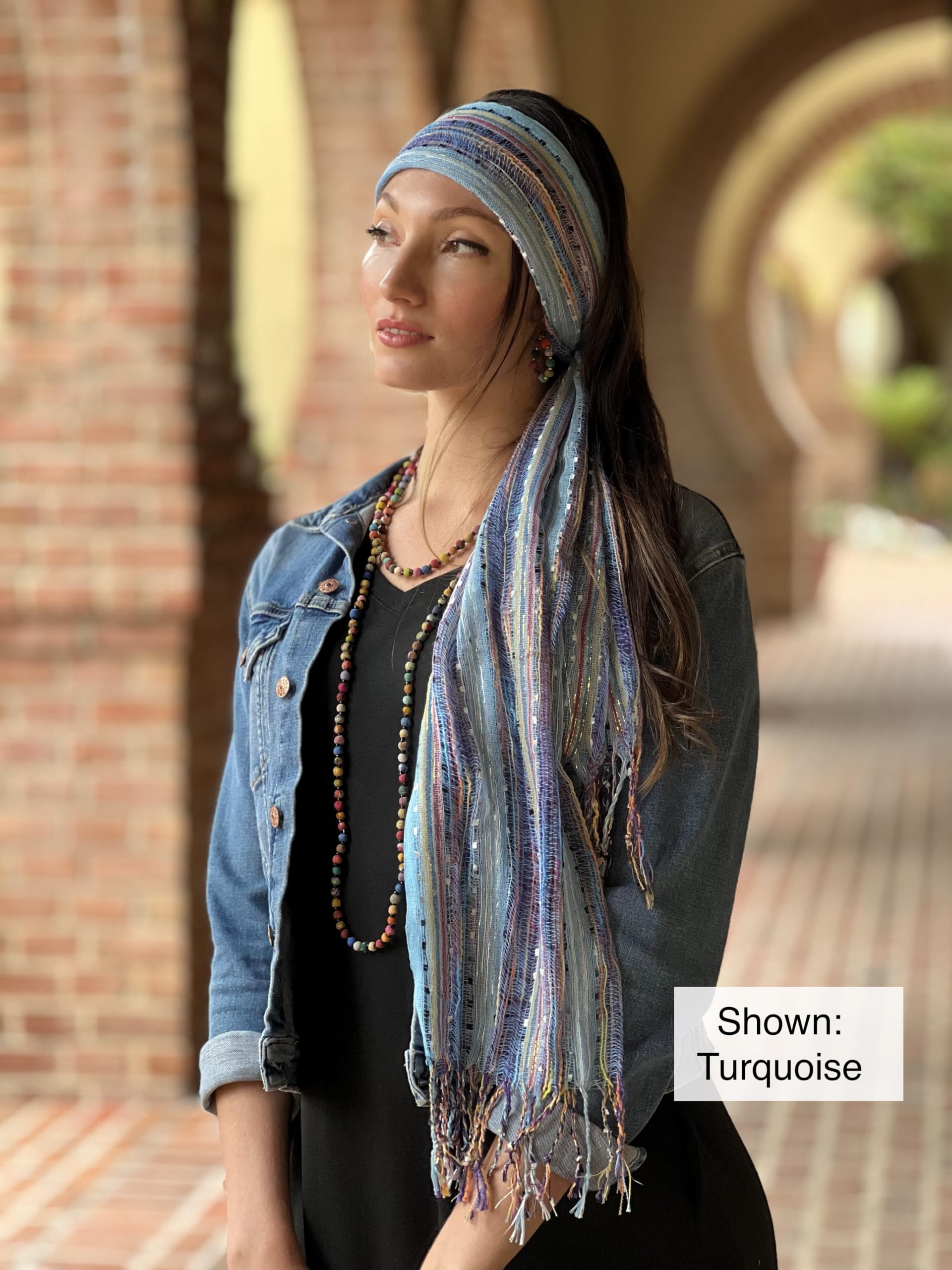 Humble Hilo Multi-Colored Scarf/Shawl for Women Lightweight Head or Neck Scarf (Turquoise (F23))