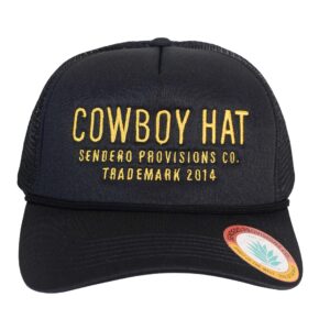 Sendero Provisions Co. Cowboy Hat Embroidered Logo Snapback Trucker Cap One Size (Black/Gold)