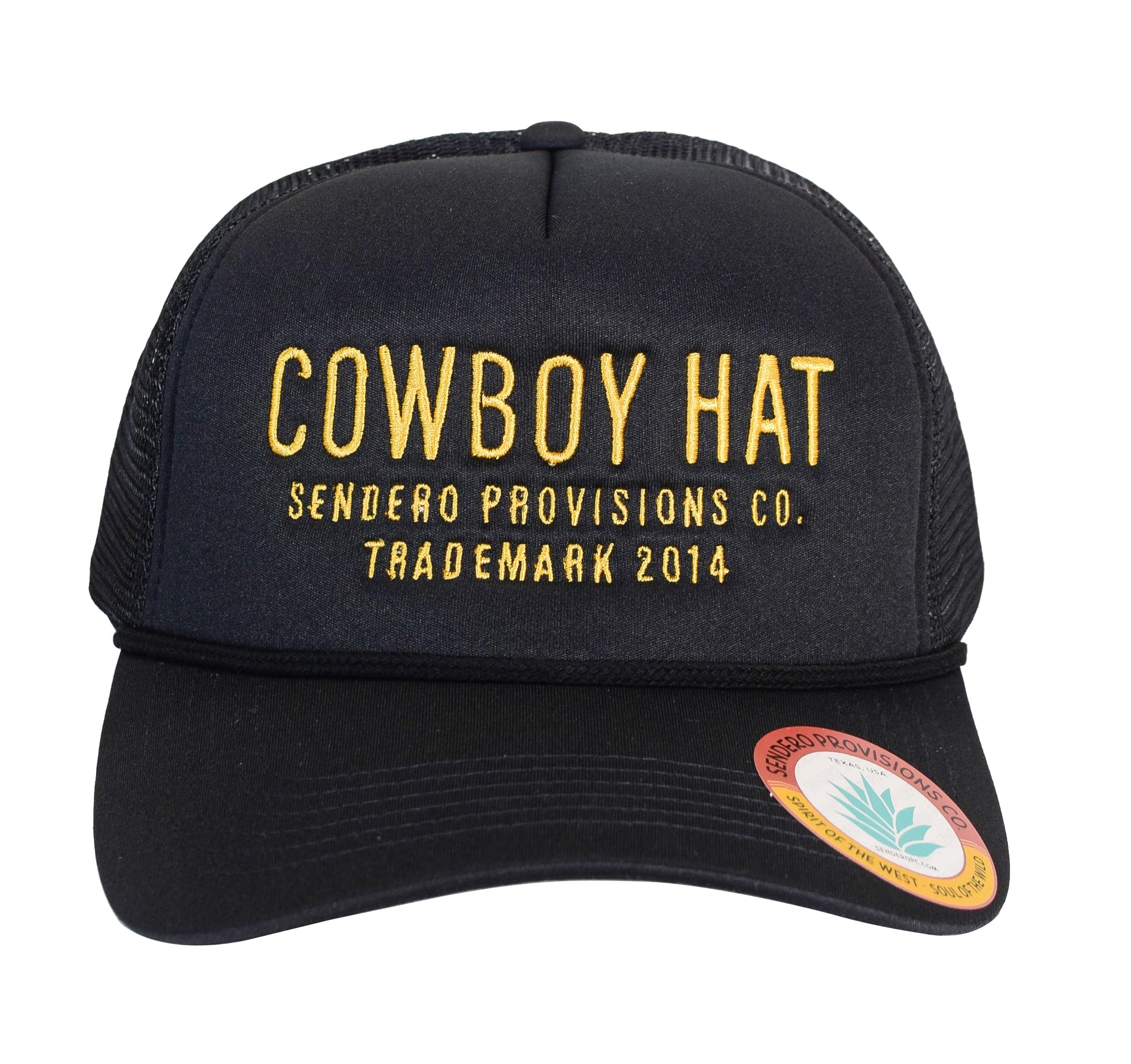 Sendero Provisions Co. Cowboy Hat Embroidered Logo Snapback Trucker Cap One Size (Black/Gold)