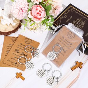 Siifert 50 Set Christian Cross Keychains Bulk Bible Verse Religious Prayer Gifts Keychain for Women Men(Round Style)