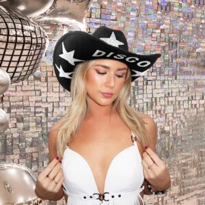 Keilin Black Cowboy Hats for Women Rhinestone Cowgirl Hat Felt Western Hat Nashville Bachelorette Party Disco DIY Cowgirl Outfits (Black)