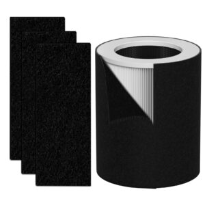 hp670 replacement true hepa filter set compatible with hunter hp670 large tower true hepa air cleaner purifier, part number h-hf670-vp, 1 x hepa + 4 x activated carbon