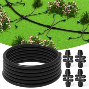 mixc 50 ft 1/2 inch drip irrigation tubing kit:premium garden and landscape watering system with 4 quick connector 4-way connector