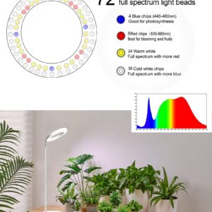 yadoker Plant Grow Light for Indoor Plant,Desk LED Grow Light,Height Adjustable,Automatic Timer with 8/12/16 Hours,10-Level Brightness,Ideal for Small Plant Grow