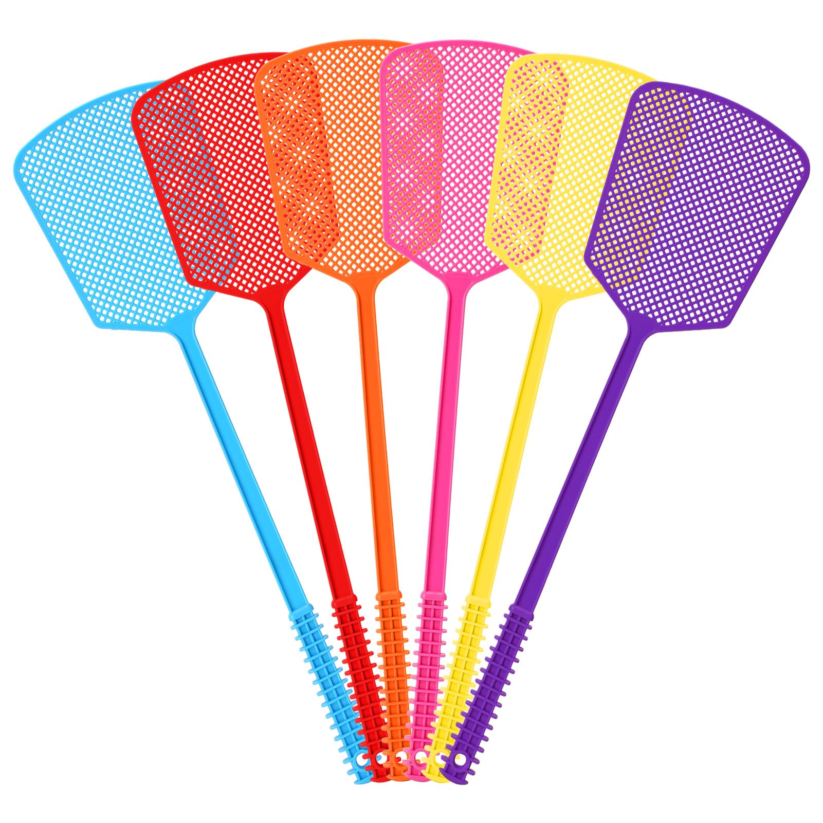 Fly Swatter,Plastic Flyswatters Multi-Pack,6 Bulk Vibrant Colorful Fly Killer,Long Handle Bug Swatter for Indoor and Outdoor