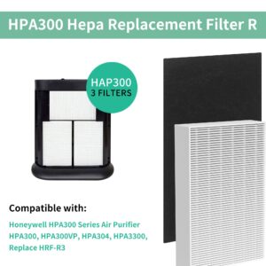 6 Pack HPA300 HEPA Filter Replacement R with 8 Pack Activated Carbon Filter A Compatible with Honeywell Air Purifier HPA 100/200/300 and 5000 Series, for Honeywell Air Purifier Filter Replacement