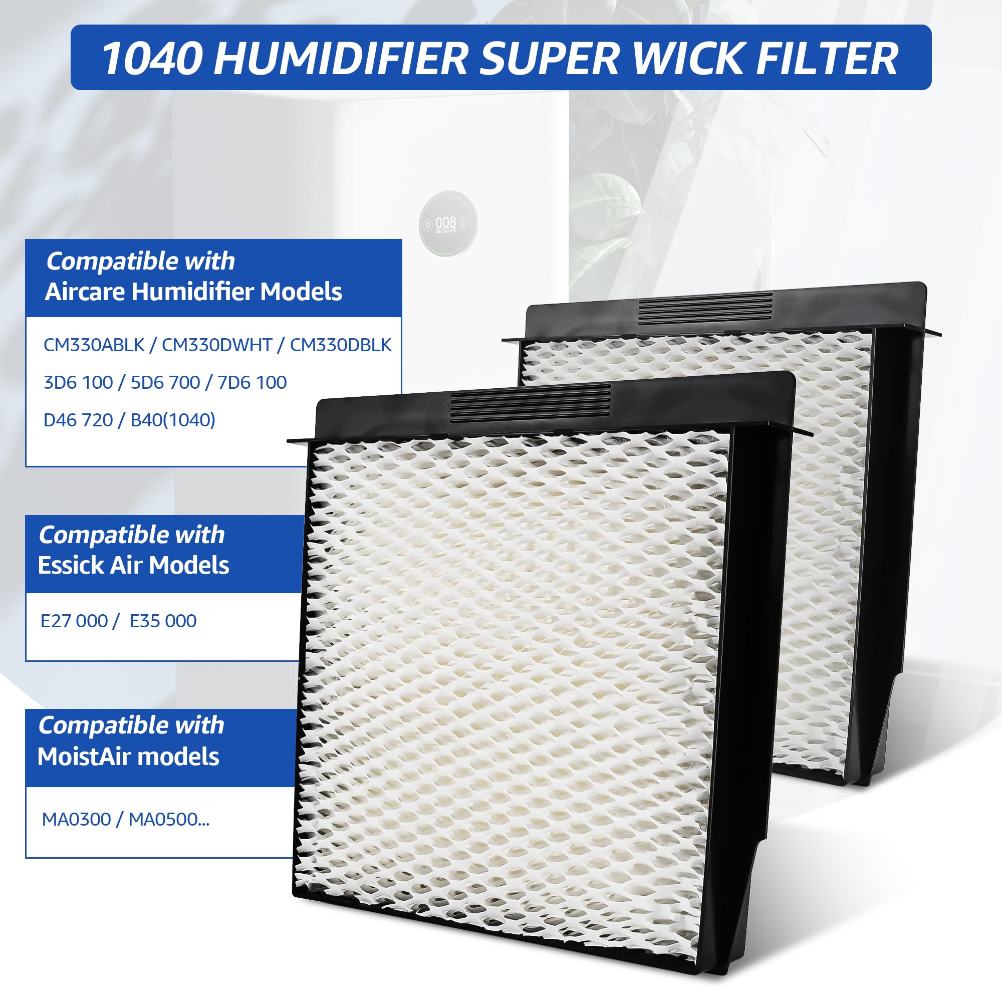 NISHCON 1040 Super Wick Humidifier Filter Replacement for Essick Air AIRCARE Humidifiers Filter B40 B40-C 3D6 100 5D6 700 7D6 100 D46 720 CM330AWHT CM330ABLK CM330DWHT CM330DBLK - 4 Pack