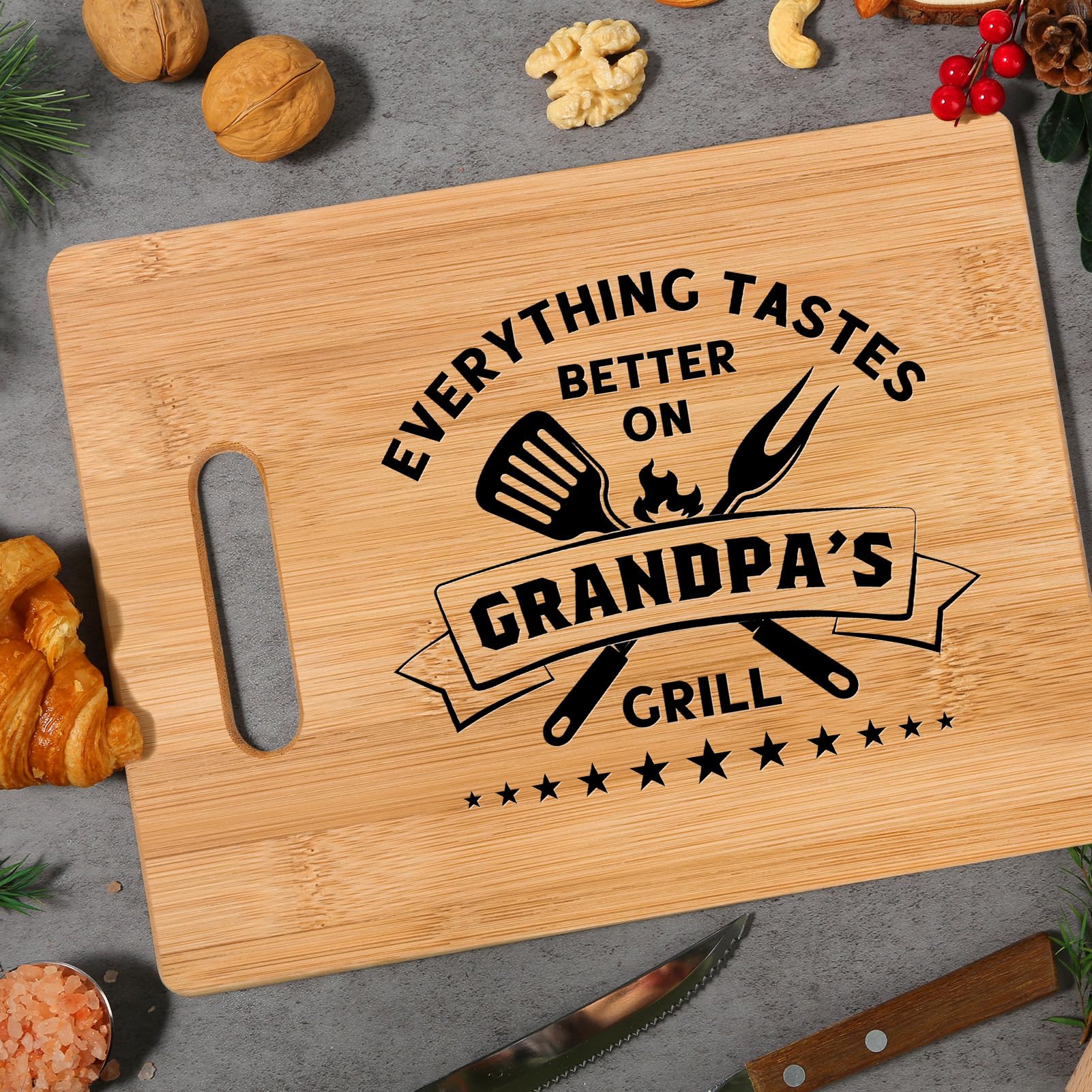 GiftyTrove Gifts for Grandpa, Best Grandpa Birthday Gifts - Personalized Bamboo Cutting Board Gift for Grandpa Grandfather Papa, Cool Fathers Day, Christmas or Birthday Gifts for Grandpa