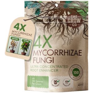 4x mycorrhizae rooting hormone, mycorrhizal fungi root enhancer for plants, concentrated myco, superior mycorrhiza and mycorrhizal inoculant, ideal mycorrhizae powder with mycorrhizae fungi, 4 oz.