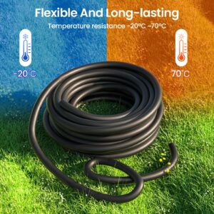 MIXC 50 FT 1/2 Inch Drip Irrigation Tubing Kit:Premium Garden and Landscape Watering System with 4 Quick Connector 4-Way Connector