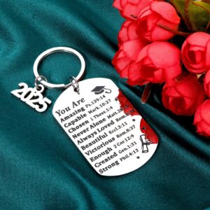 2025 Graduation gifts for Him Her Class of 2025 Keychain Graduation Gifts for Women Men Middle senior High School College Grad Student Nurse Daughter Son Degree Inspirational Religious Christian gift