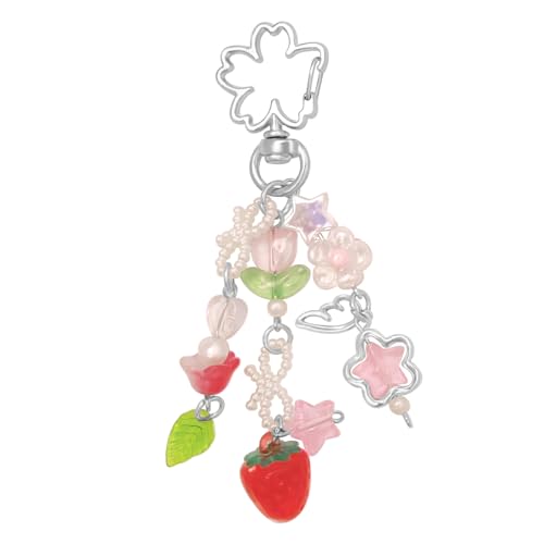 AGEN KGEN Aesthetic Y2K keychains Cute Butterfly Star Strawberry Bear Guitar Keychains for Women Keychain Charms Bag Purse Phone Charms Pendant Gifts (1x Red Strawberry)