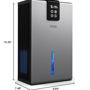 PSOS Dehumidifier, 98 OZ Tank Capacity, Dehumidifiers with Auto Shut Off, Quiet Operation,Portable Dehumidifier for Home, Basement, Bedroom, 890 sq.ft Coverage Area