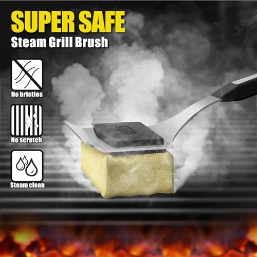 GRILLART Grill Brush Bristle Free, Replaceable BBQ Cleaning Head (No Handle), Safe Replacement Cleaning Pad for Cast Iron/Stainless-Steel Grates - Black