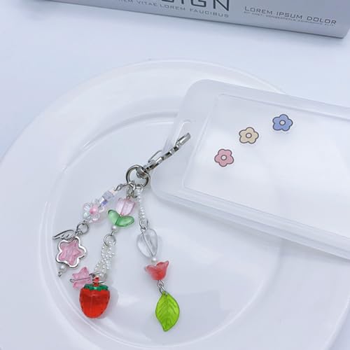 AGEN KGEN Aesthetic Y2K keychains Cute Butterfly Star Strawberry Bear Guitar Keychains for Women Keychain Charms Bag Purse Phone Charms Pendant Gifts (1x Red Strawberry)