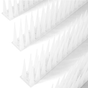 offo bird spikes pigeon outdoor deterrent spikes for cat keep birds raccoon woodpecker away covers 4 feet(1.2m), frosted white