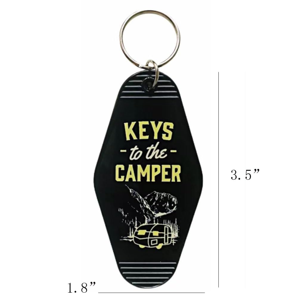 Camper Keychains 2 Pack Keys To The Camper Plastic Retro Camper Key Chain Set Black And White Camping Key Rings Couple Keychains