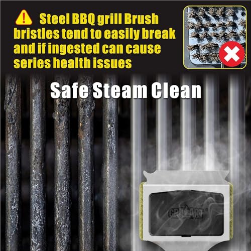 GRILLART Grill Brush Bristle Free, Replaceable BBQ Cleaning Head (No Handle), Safe Replacement Cleaning Pad for Cast Iron/Stainless-Steel Grates - Black