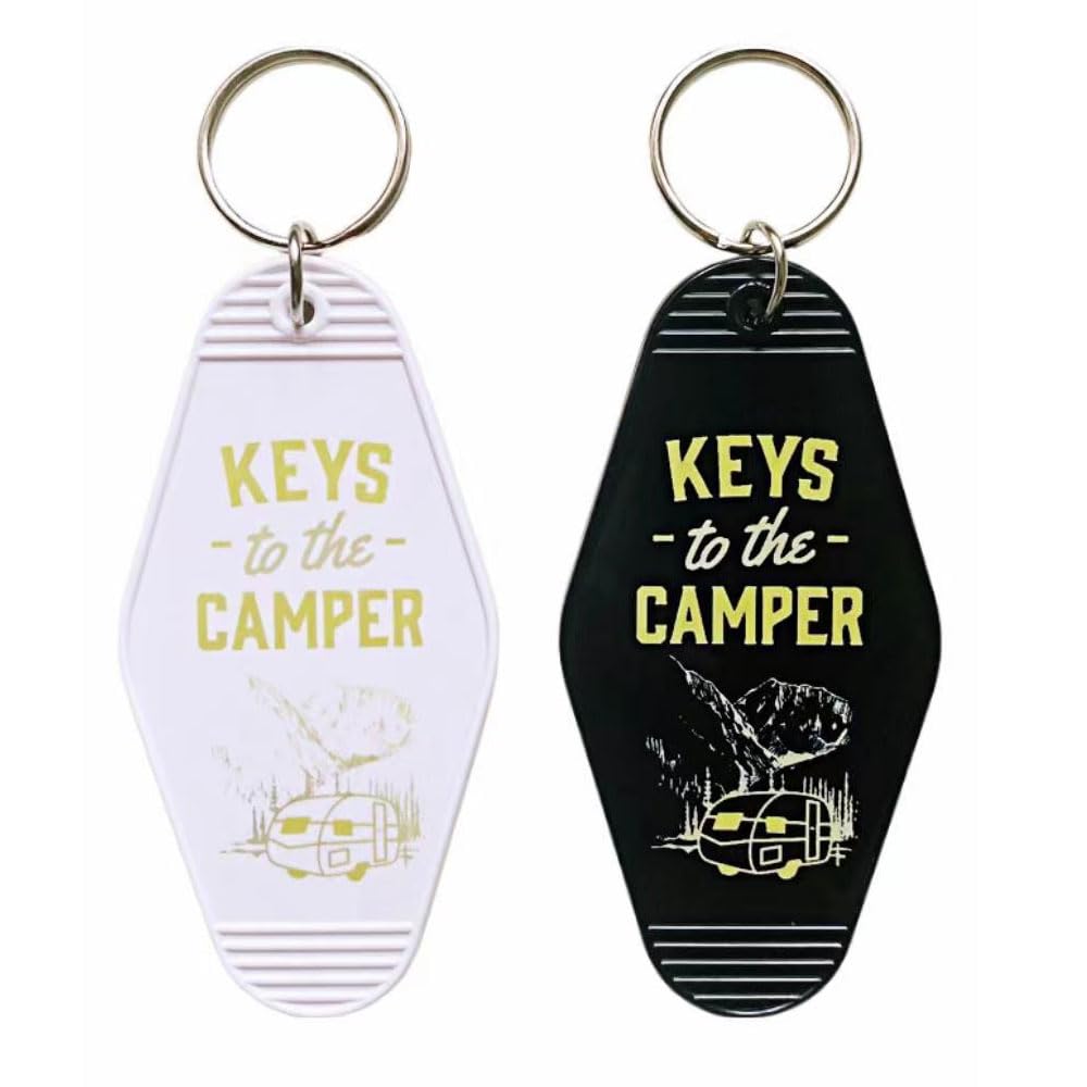 Camper Keychains 2 Pack Keys To The Camper Plastic Retro Camper Key Chain Set Black And White Camping Key Rings Couple Keychains