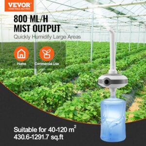 VEVOR Humidifier for Large Room 1291.7 sq ft, Industrial Commercial Humidifier 560ml/h Output, Auto Shut-Off Ultrasonic Cool Mist Humidifiers for Home Greenhouse Indoor Planting Warehouse Office