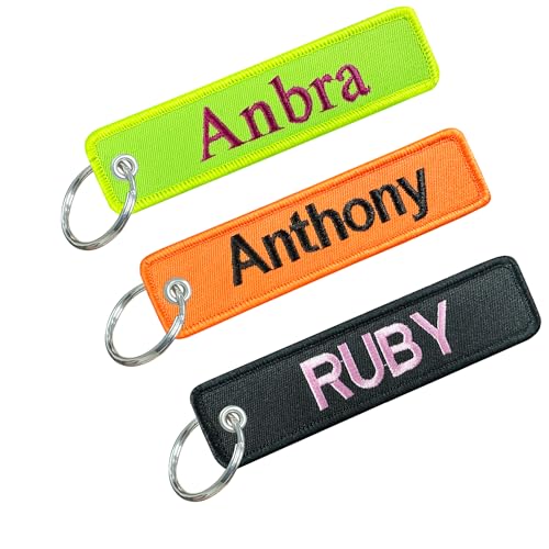 silkmilk Personalized Keychains, Customized Embroidered Keyring, Luggage Tag, Key Ring Accessories, Double Sided, Gift for Men & Women (Green)