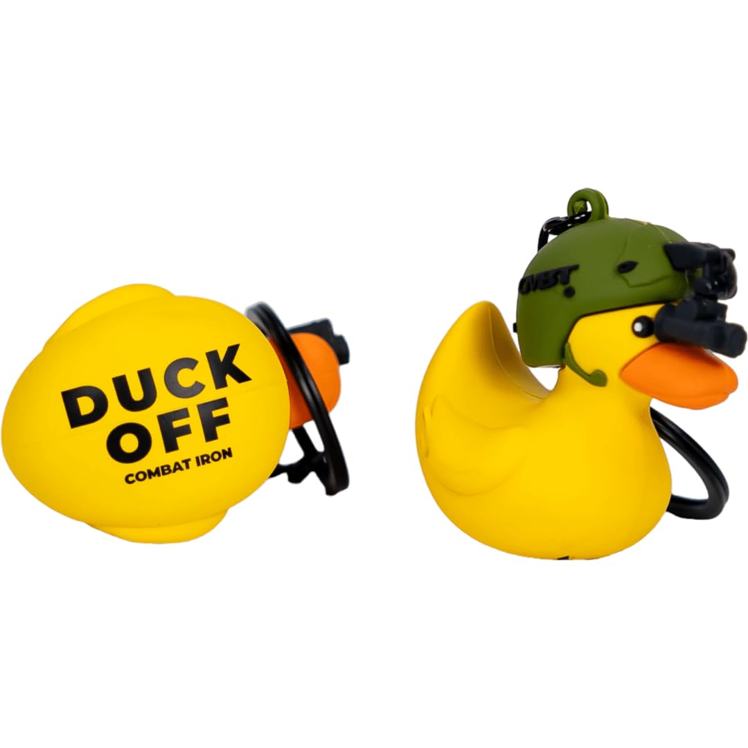 Combat Iron Tactiduck Novelty Rubber Duck Keychain | Durable Key Chain Duck Accessory | Tactiduck 3D Rubber Duck Keychain