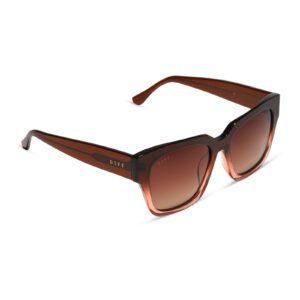 DIFF Bella II Oversized Square Sunglasses for Women UV400 Protection, Taupe Ombre Crystal + Brown Gradient Polarized