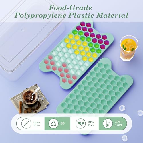 Small Ice Cube Tray for Freezer: FDDAI Easy Release Ice Cube Maker - Stackable Cubed Ice Trays and Bin - Making Tiny Honeycomb Icecubes