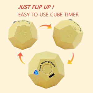 CreaViva Cube Timer, Pomodoro Timer, Rechargeable Small Cute Timer, Timer for Kids and Classroom, Kitchen Timer for Cooking, Workout & Study Countdown Timer, Time Management Timer (Honey Yellow)