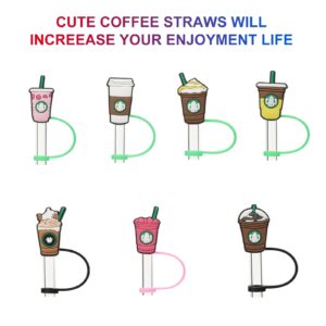 KEUYE Straw Cover Compatible With Starbucks Cup, 7Pcs Reusable Drinking Straw Cover, Splash Proof Straw Cover Cap, Straw Covers Cap for Tumbles,Cups Accessories (7-8MM-7PCS).