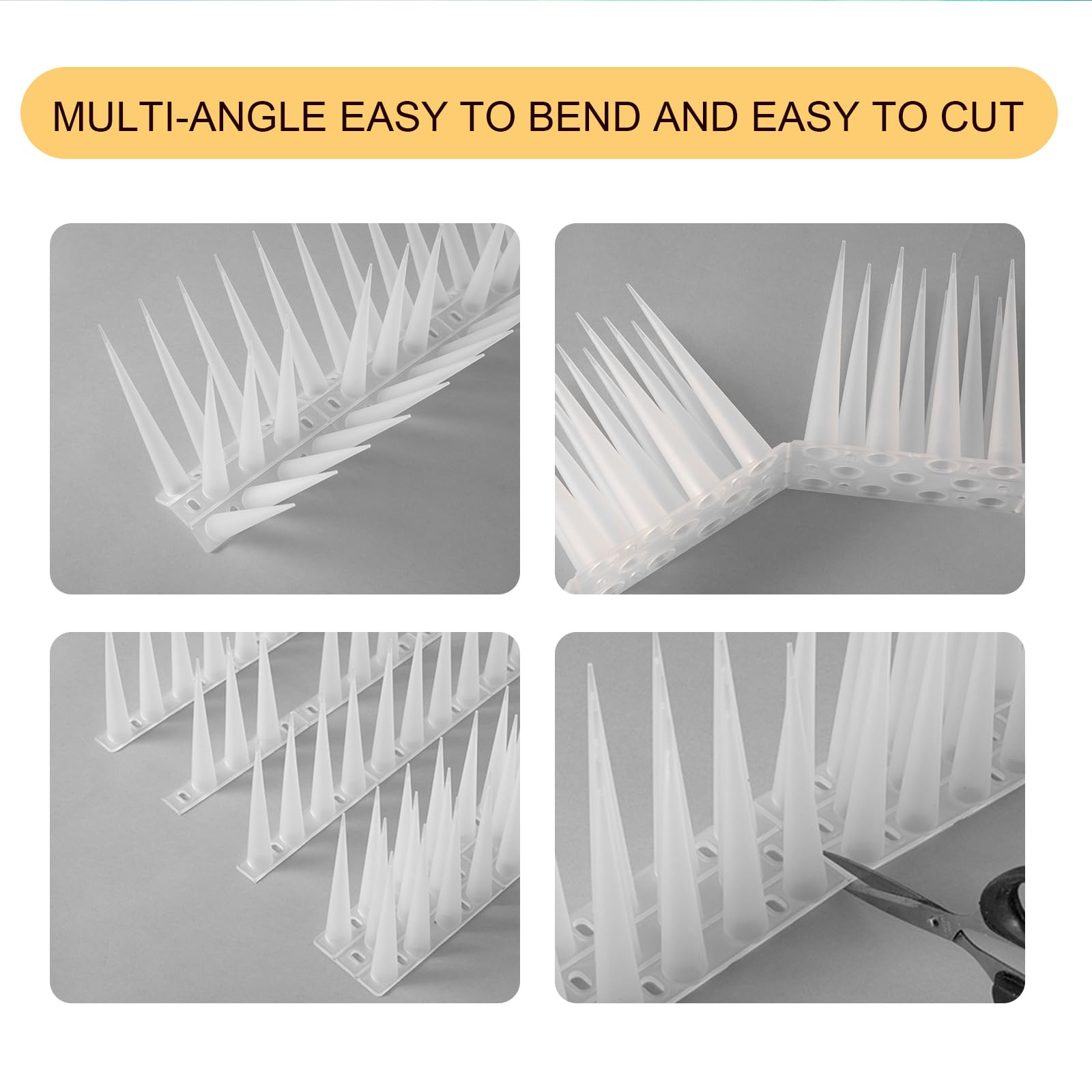 OFFO Bird Spikes Pigeon Outdoor Deterrent Spikes for Cat Keep Birds Raccoon Woodpecker Away Covers 4 Feet(1.2m), Frosted White