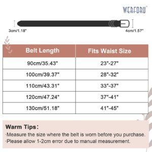 WERFORU 2 Pack Women Leather Belt for Jeans Pants, Ladies Leather Belt with Gold Buckle