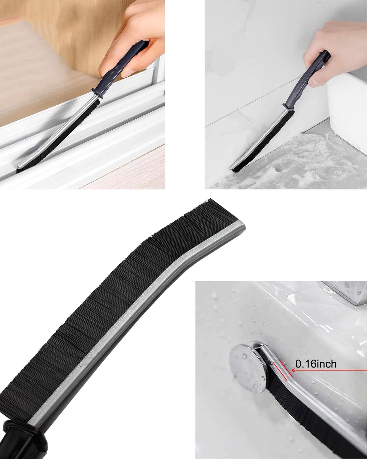 Altomoey Crevice Cleaning Brush, 3+1Pcs Hard Bristle Gap Cleaning Brush Tool for Tight Spaces, 2024 Dead Corners Multifunctional Cleaner Brush for Household Use Kitchens, Bathroom, and Window Grooves