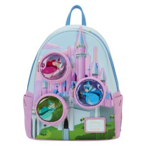 loungefly disney sleeping beauty stained glass castle mini backpack