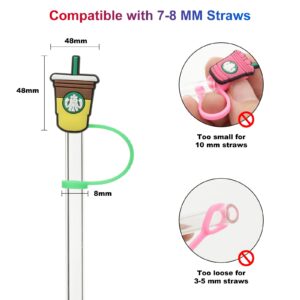 KEUYE Straw Cover Compatible With Starbucks Cup, 7Pcs Reusable Drinking Straw Cover, Splash Proof Straw Cover Cap, Straw Covers Cap for Tumbles,Cups Accessories (7-8MM-7PCS).