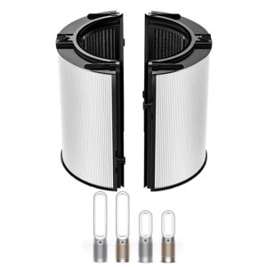 360° combi glass 2-in-1 hepa+carbon replacement filter for dyson tp07 hp07 tp06 hp06 tp10 hp10 tp09 hp09 tp04 hp04 ph04 ph03 ph02 ph01 air purifier, h13 grade true hepa pure cool hot fan filter, black