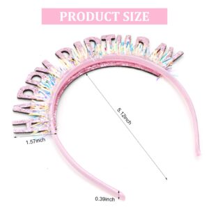 CIEHER Birthday Tiara, Birthday Headband for Women and Girls, Happy Birthday Decorations and Gifts - Pink