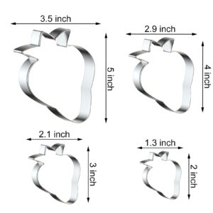 Strawberry Cookie Cutter Set with Assorted Sizes - 5 inch, 4 inch, 3 inch, 2 inch - Fruit Cookie Cutters Fondant Molds - Stainless Steel