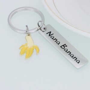 HUTIMY Nana Banana Gifts Keychains for Women Grandma Birthday Unique from Granddaughter Grandkids Bana Banana Keychain