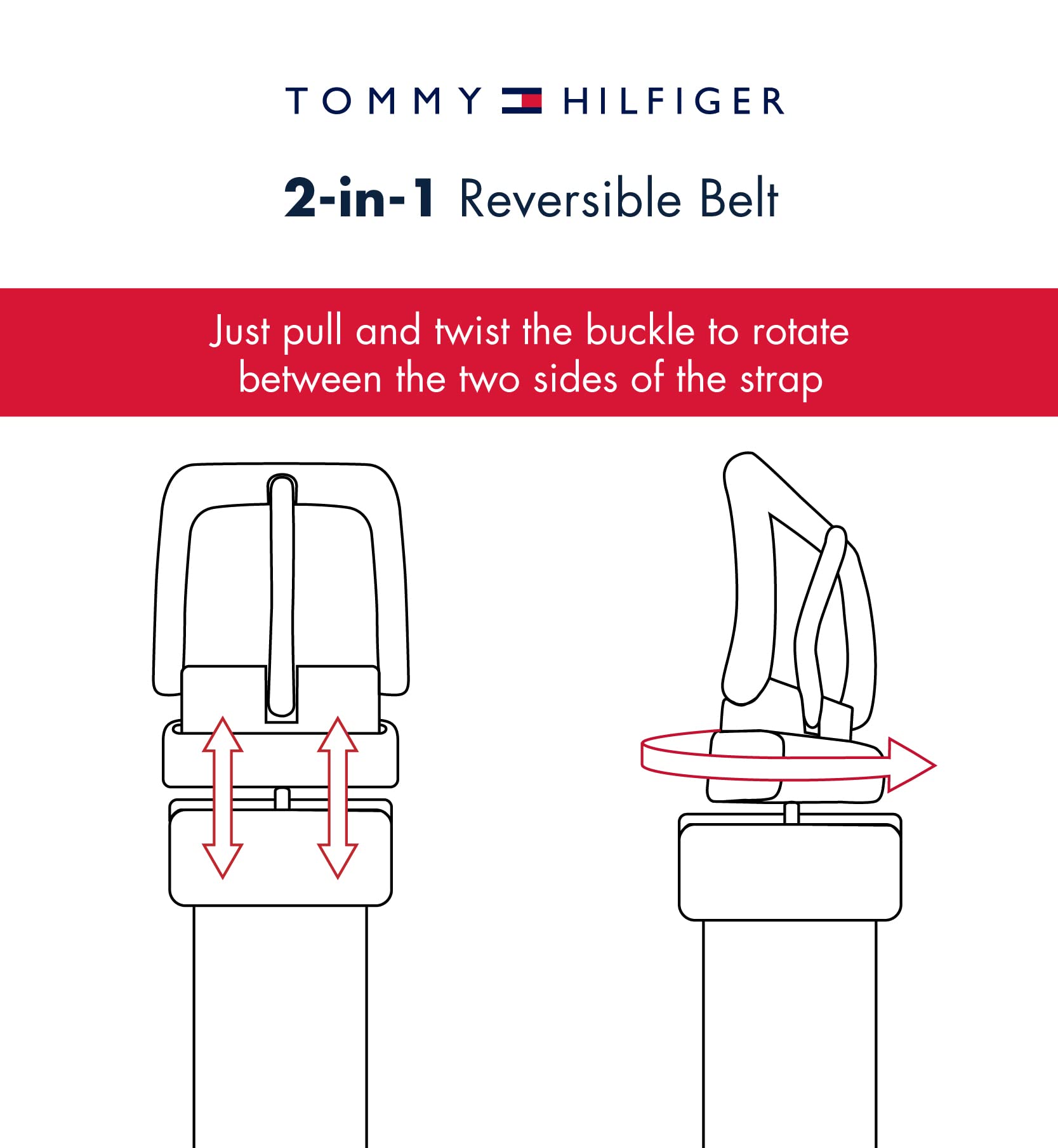 Tommy Hilfiger Women's Two-in-One Reversible Casual Belt for Jeans, Trousers and Dresses, White/Black, Medium