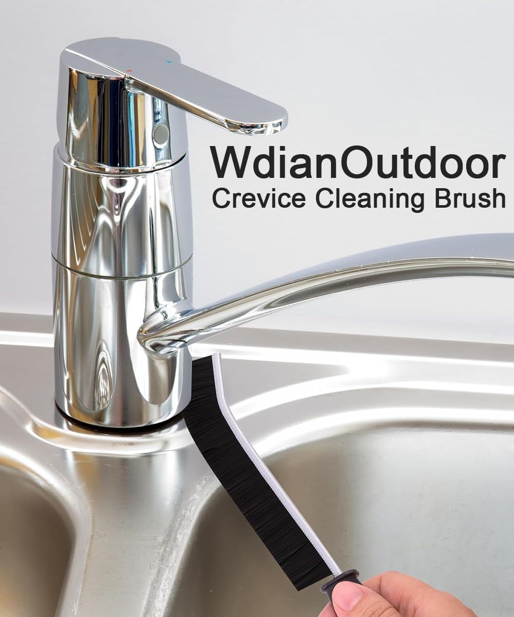 Wdianoutdoor Crevice Cleaning Brush, Heavy-Duty Bristle Brushes for Compact Space Cleaning, Slim Gap Scrubbing Tool, Perfect for Kitchen Surfaces, Window Tracks, Bathroom Tiles & Faucets (BK 3 Pcs)